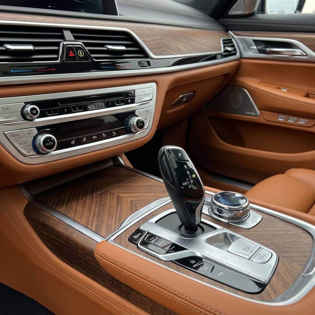 Clean BMW center console and dashboard after a Vortan express interior detail